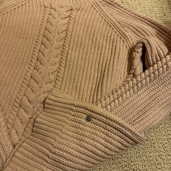 Lululemon Pink Chunky Knit Mock Neck Turtleneck Cable Oversized Sweater Womens 6 - Picture 4 of 6